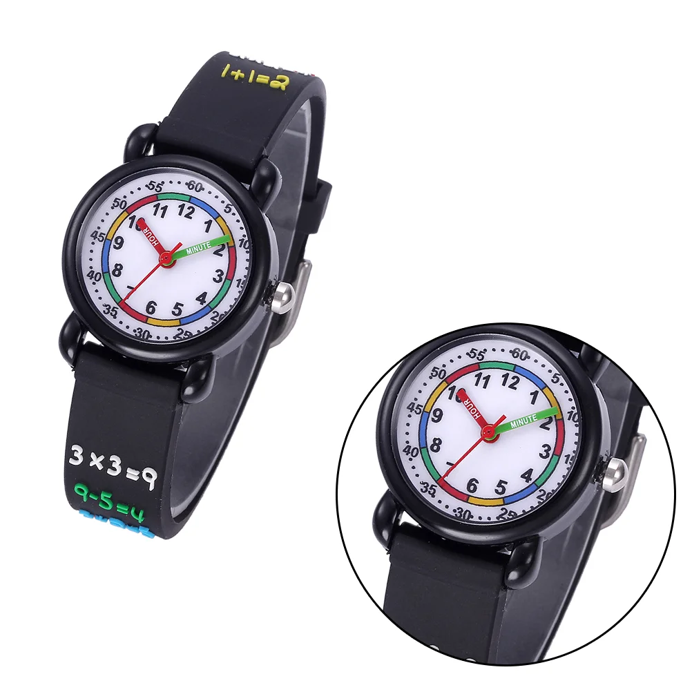 Reloj 3D de dibujos animados para niños, reloj de pulsera impermeable, reloj de cuarzo creativo, accesorios para niños, negro