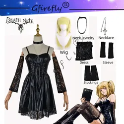Misa Amane Death Note Cosplay-Robe Sexy en Cuir pour Femme, Collier Manches en Dentelle, Bas, Uniformes, Tenues Anime, 303 216.239.