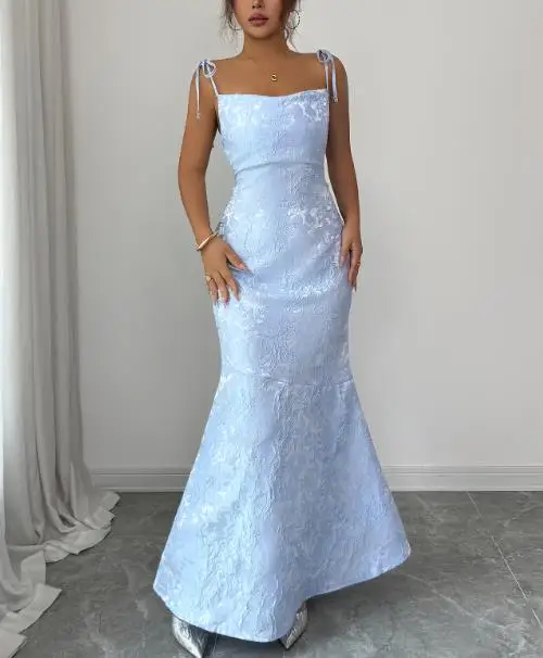 ชุดเดรสทรงเมอร์เมดสายเดี่ยวผ้าลูกไม้สำหรับผู้หญิง ดีไซน์ผูกไหล่เก๋ไก๋ ให้ลุคสง่างาม