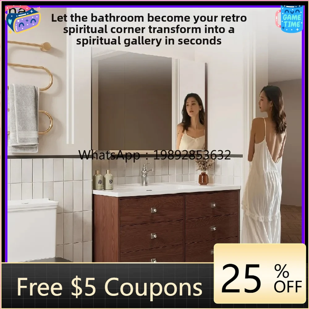 

AB antique bathroom cabinet retro bathroom cabinet washstand oak washbasin washbasin basin cabinet combination