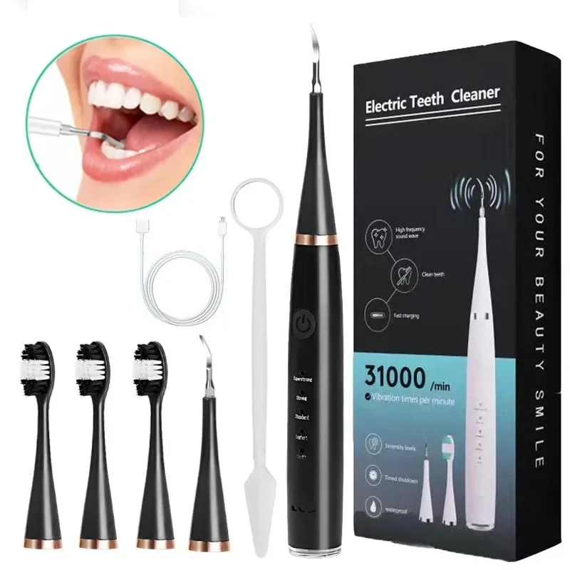 3 em 1 raspador dental elétrico escova de dentes elétrica portátil cuidados orais removedor tártaro placa limpador ultrassônico kit clareamento dos dentes