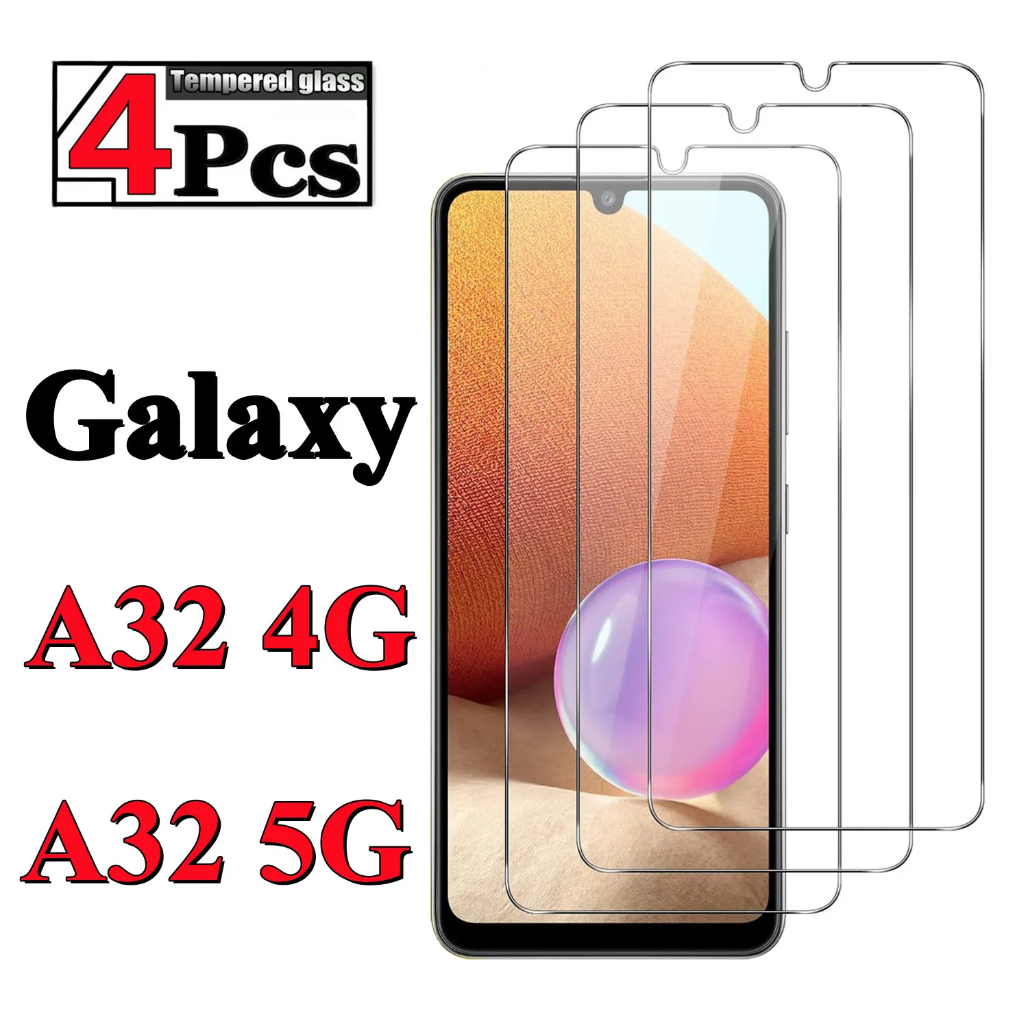 1/4 piece for Samsung Galaxy A32 4G-5G tempered glass high-definition anti drop function intelligent screen protector glass film