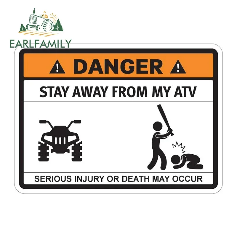 EARLFAMILY 13cm x 9.3cm for Stay Away From My Atv Car Stickers Occlusion Scratch Cute Decals Car Accessories Trunk Laptop Decor