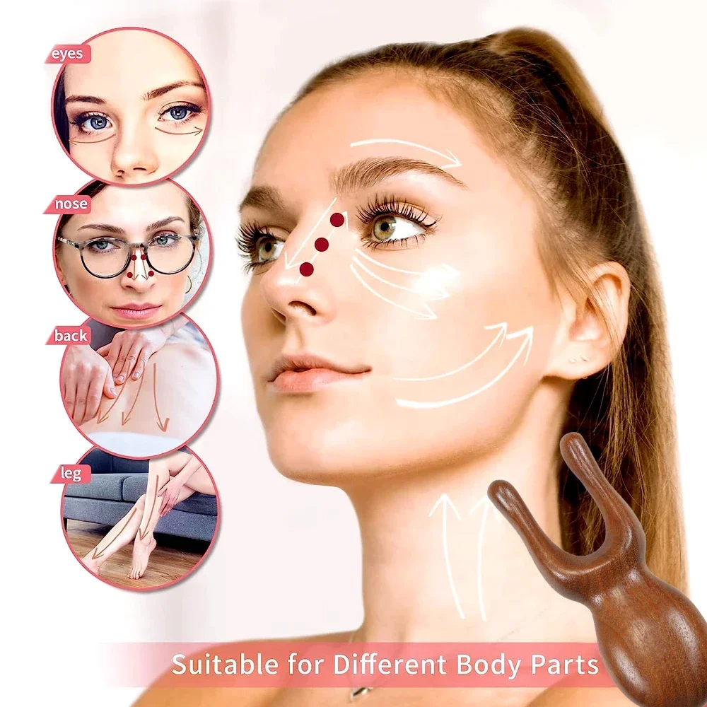 1Pcs Face Scalp Gua Sha Massager Nose Shaper Natural Facial Wooden Sandalwood Wide Tooth Combs Massage Tool for Guasha Scraping