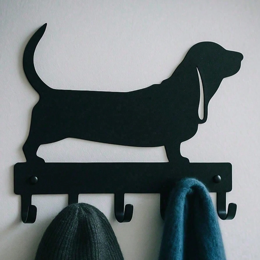 Gantungan Dinding Motif Jejak Kaki - Mudah Dipasang, Organizer Besi Hitam untuk Tali Anjing, Kunci & Topi |   Dekorasi Dinding Rumah Pertanian untuk Pintu Masuk