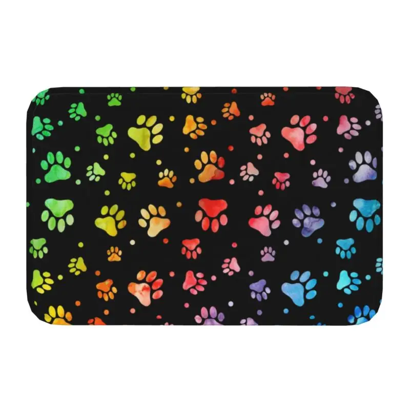 Animal Footprints and Bones Entrance Door Mat Floor Kitchen Bathroom Anti-Slip Pet Dog Paw Graphic Home Decor