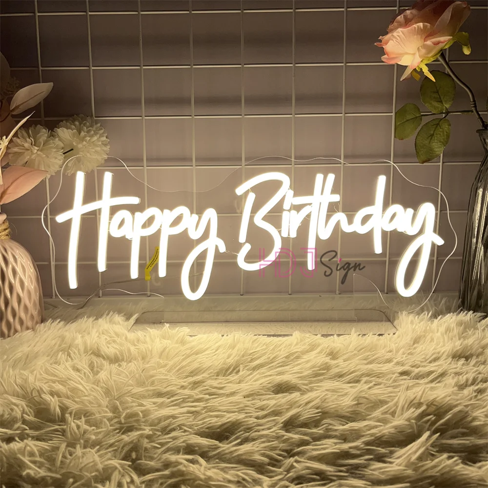 Happy Birthday Neon Led Sign Home Art Party Room Decor Wedding Bedroom Decoration Birthday Neon Desk Lights USB Signs