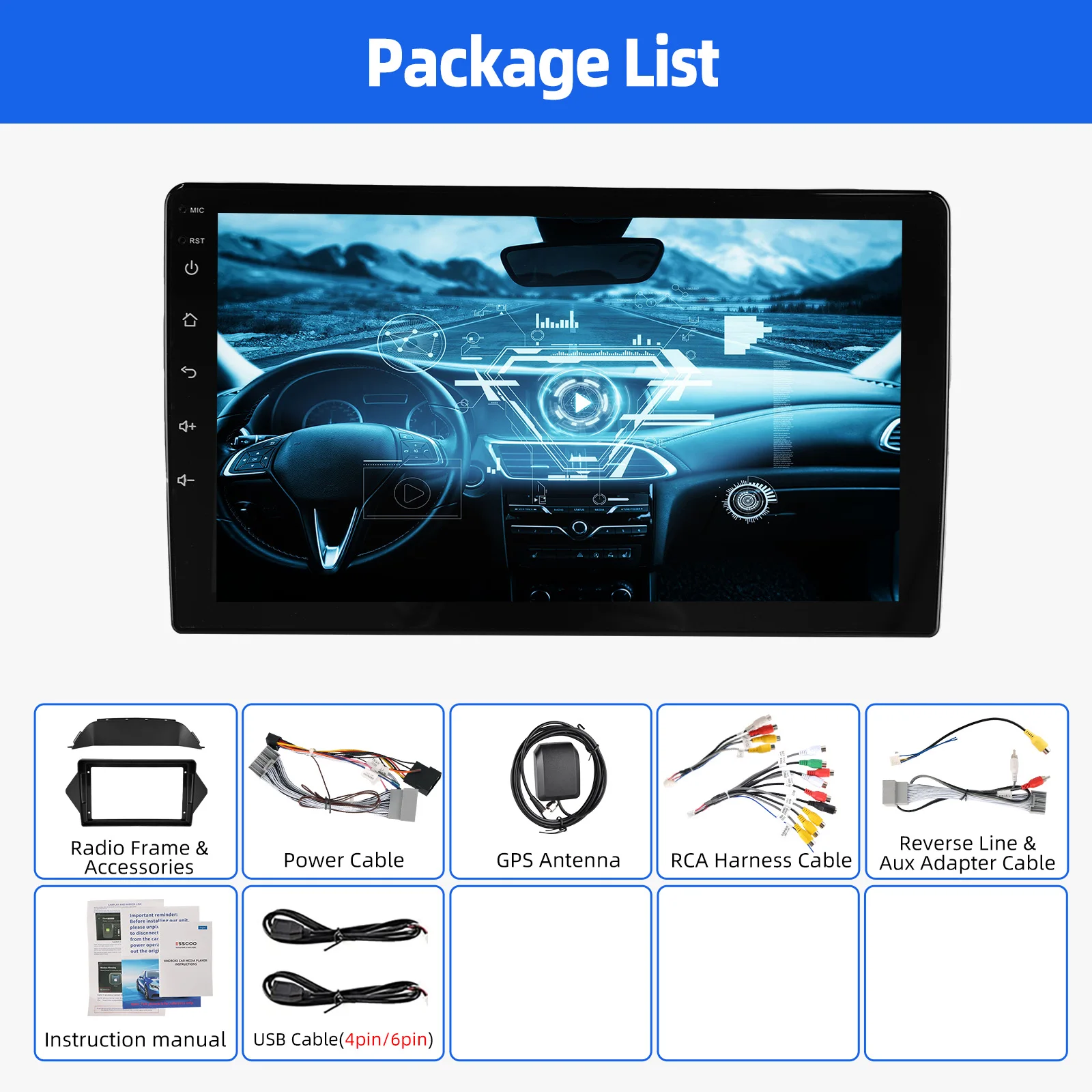 9" Android 14 For Honda Acura MDX 2007-2013 Apple Carplay Car Stereo GPS Navigation WiFi Bluetooth 2+32G FM/RDS Radio Head Unit