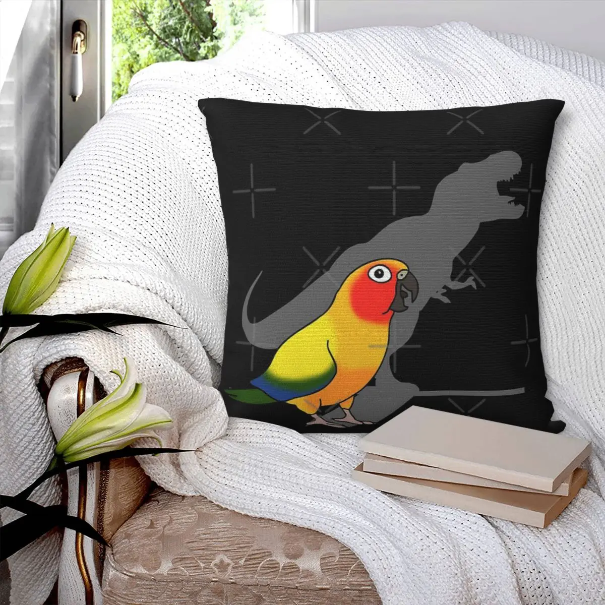 T-Rex Shadow - Sun Conure Pillowcase Cushion Bedroom Bedroom Pillowcase Polyester Cushion Covers Customizable