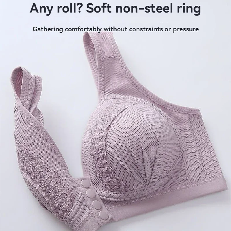 Front Button Nursing Sexy Underwear Push Up Top Soft Against The Skin No Steel Ring Middle-Aged Mother Women Brassiere Lingerie