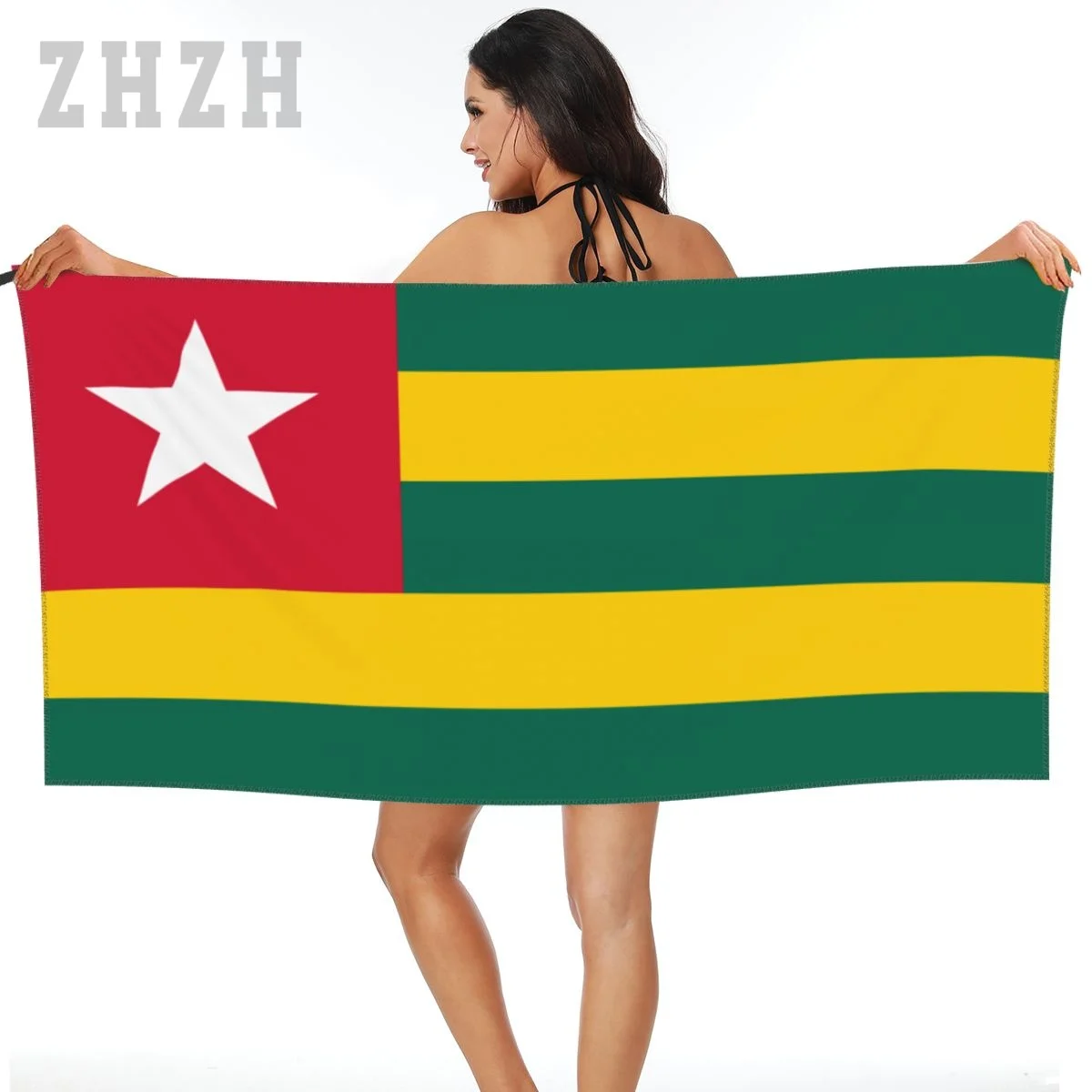 More Design Togo Flag Emblem Bath Towel Quick dry Microfiber Absorbing Soft Water Breathable Beach Swimming Bathroom