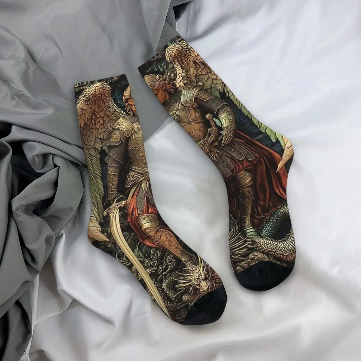 

Всесезонные чулки для экипажа, мифические носки с ангельскими стражками, модные длинные носки, аксессуары для мужчин и женщин, подарок на день рождения