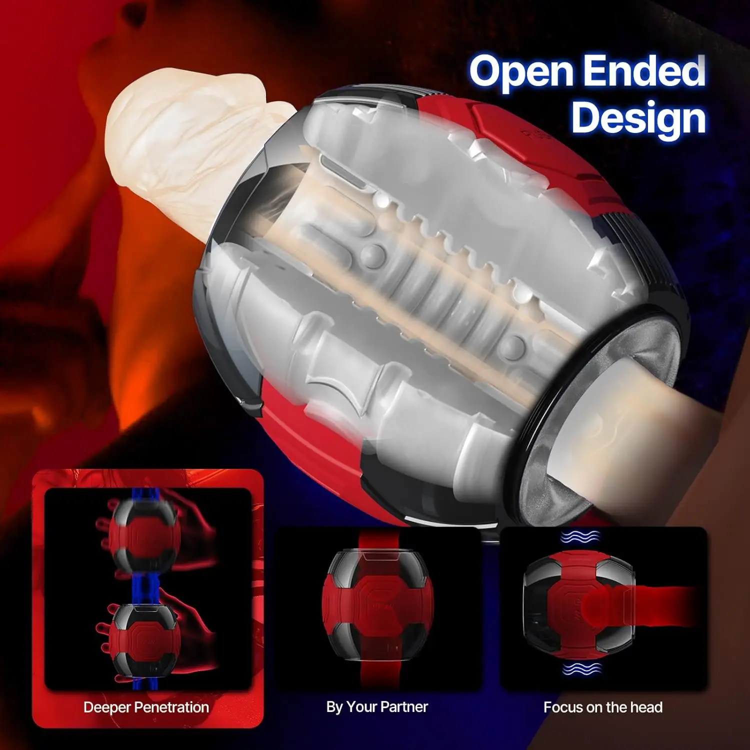 Automatic male robot adult toy, pump vibrator with 10 vibration modes, hands-free vibration with realistic 3D texture, open-sle