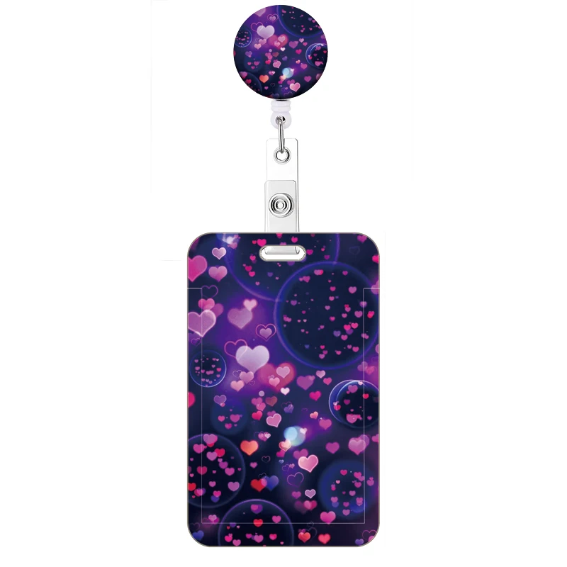 Neue Stil Farbe Liebe Versenkbare Clip Reel Karte Halter Herz Form ID Business Arbeit Karte Yoyo Abzeichen Halter Büro Liefert – Detail 28
