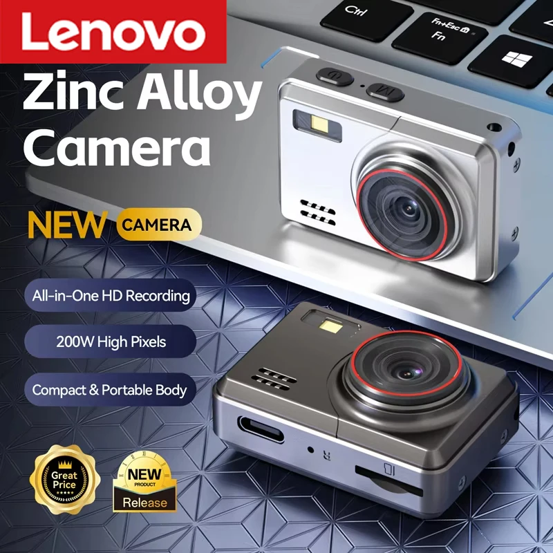 Lenovo – Mini appareil photo numérique rétro 1080p, haute définition, CCD, accessoires portables pour étudiants, pour prendre des photos et des vidéos