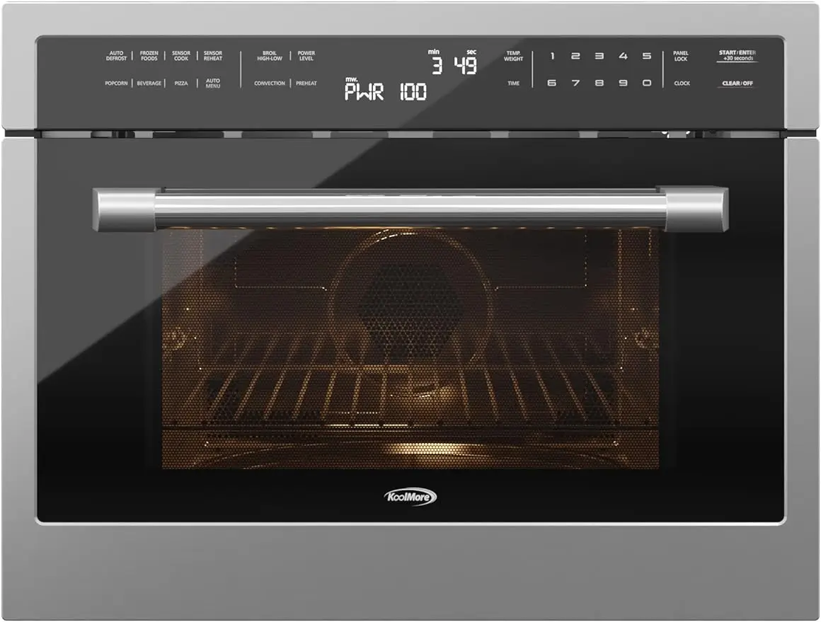 24 Inch Built-in Convection Oven and Microwave Combination with Broil, Soft Close Door, 1000 Watt Power, Stainless Steel Finish