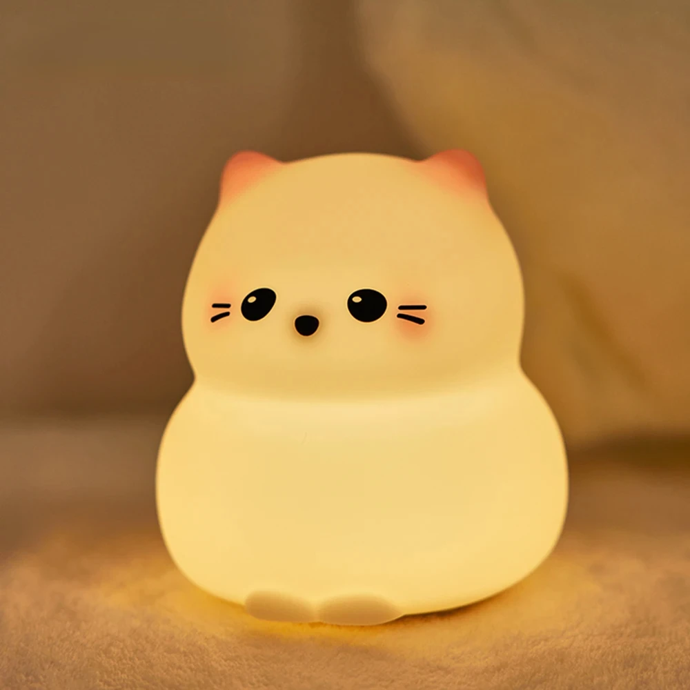 

Kawaii Night Light Cartoon Dog Cat Silicone USB Rechargeable Duck Night Lamp Bedroom Decor for Kids Birthday Christmas Gift