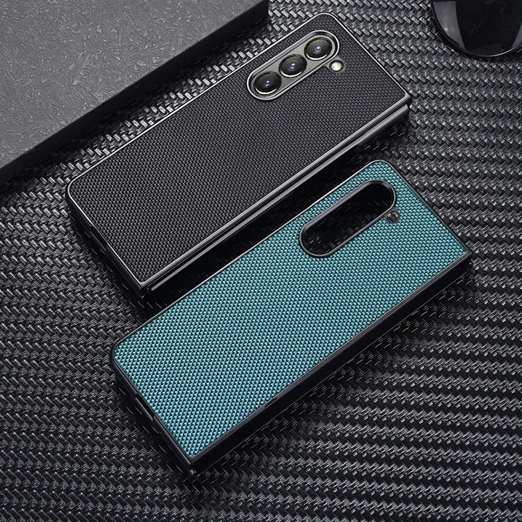 Woven Nylon Pc Antiskid Phone Case For Samsung Galaxy Z Fold 5 4 3 Fold5 Fold4 Fold3 5g Fall Prevention Shockproof Cover