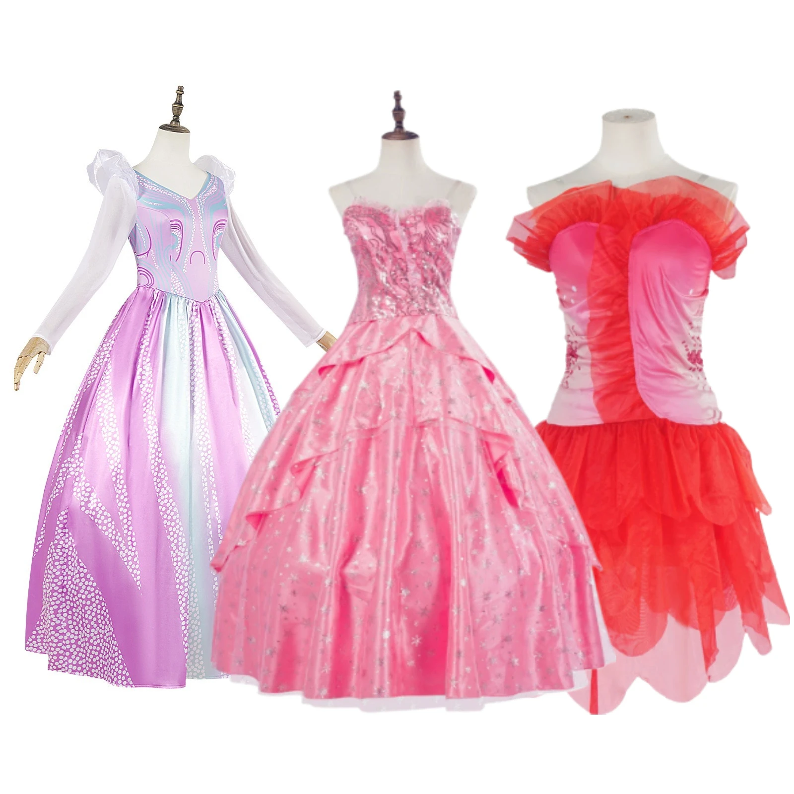 

Magical Wicked Witch Cosplay Costume Wizard Glinda Princess Dress Puff Sleeve Evening Ball Gown Halloween Stage Performance Suit