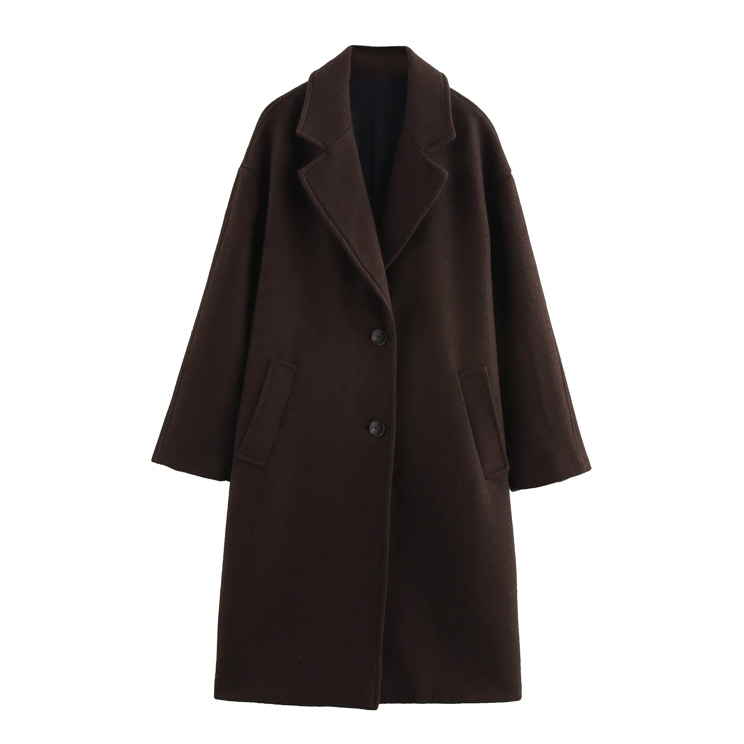 JNLEAOG Jesienny Nowy Damski Luźny Płaszcz Wierzchni Prosty Krój Długi Płaszcz Średniej Długości Zapinany na Jeden Guzik...