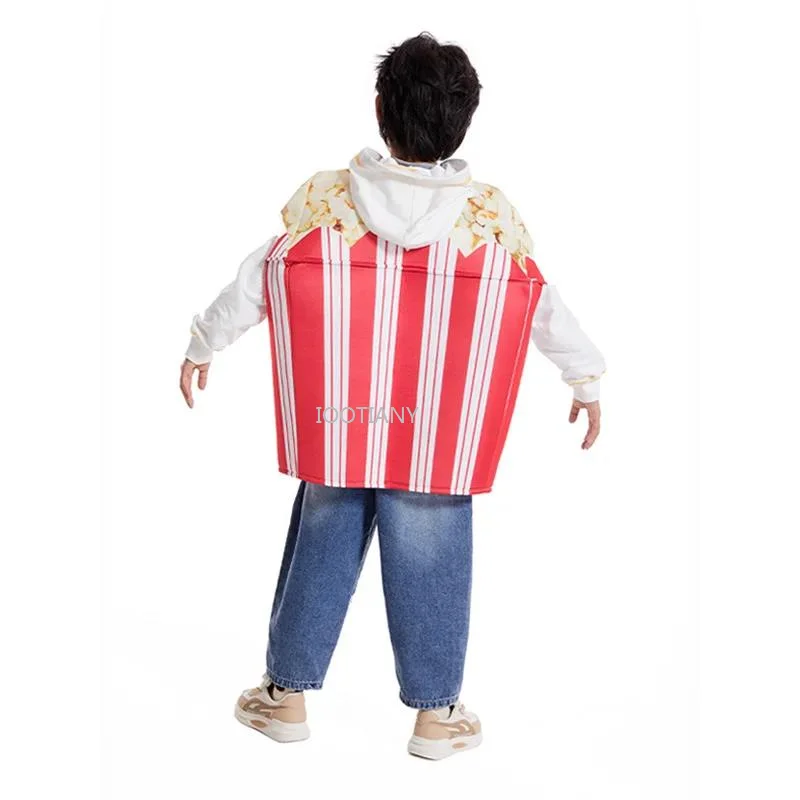 Popcorn Cosplay Performance Costume Unisex Child Kids Bucket Of Popcorn Costumes Halloween Carnival Party Stage Show Dress Up