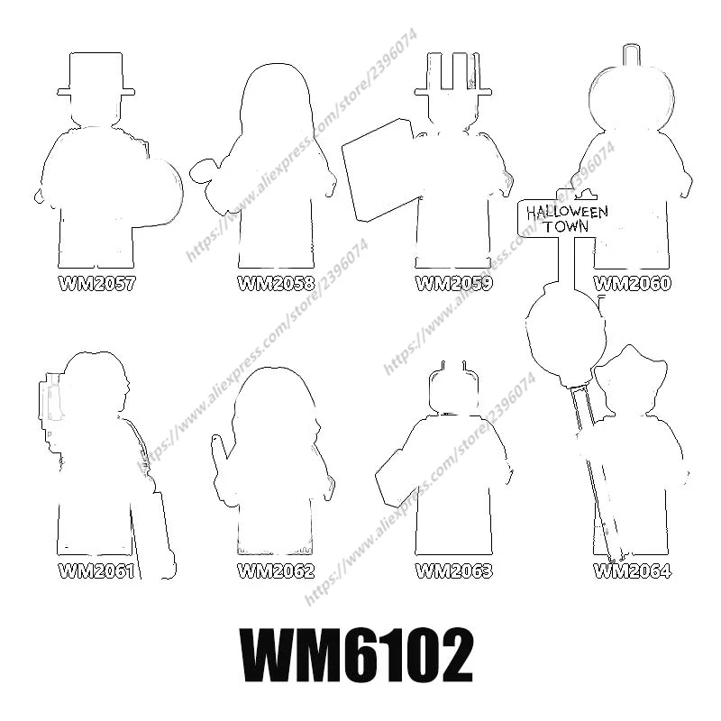 영화 할로윈 공포 테마 페니와이즈 샐리 호박 피규어 액세서리, 빌딩 블록 장난감 Series-091-WM6102, 단일 신상