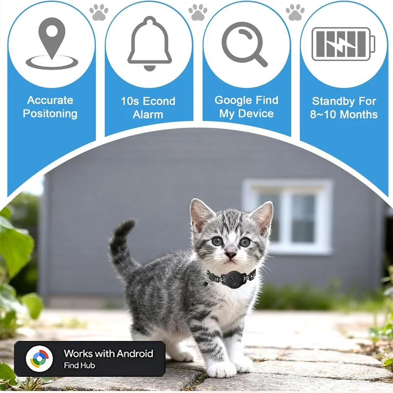 Cat Tracker Bluetooth Tracker Compatible with Google Find My (Android Only)  Anti-Loss Device with Cat Collar for Pets & Luggage view 3