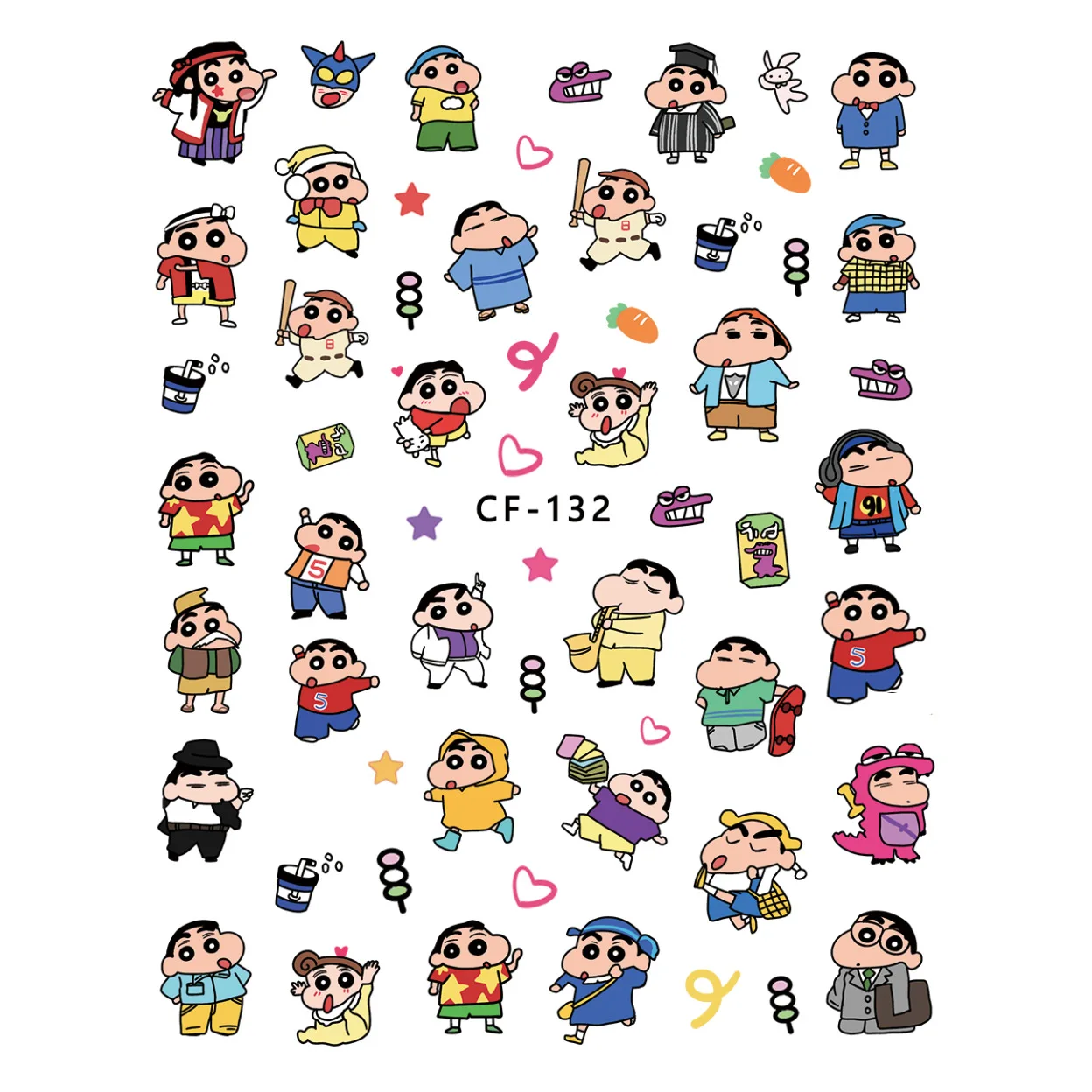 Crayon Shin-chan Cartoon Nail Art Stickers Anime Figure Women DIY Relief Decorative Stickers Girls Kawaii Art Decoration Gifts