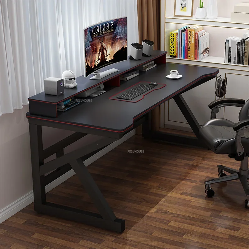 Nordic E-sports Tables Office Furniture Home Bedroom Desktop Computer Desks Study Desk with Shelf Multifunctional Gamer Table Z