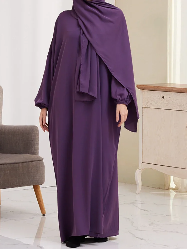 Ramadan Hooded Abaya Sewn Scarf Prayer Dress Abayas for Women Dubai Loose Niqab Muslim African Long Dresses Islam Djellaba 2024