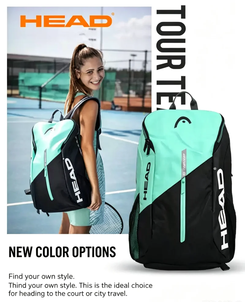 HEAD Tour Team Series Tennis Racket Bags for Men Women Outdoor Sports Backpack With Shoe Compartment Can Storage 2 Rackets