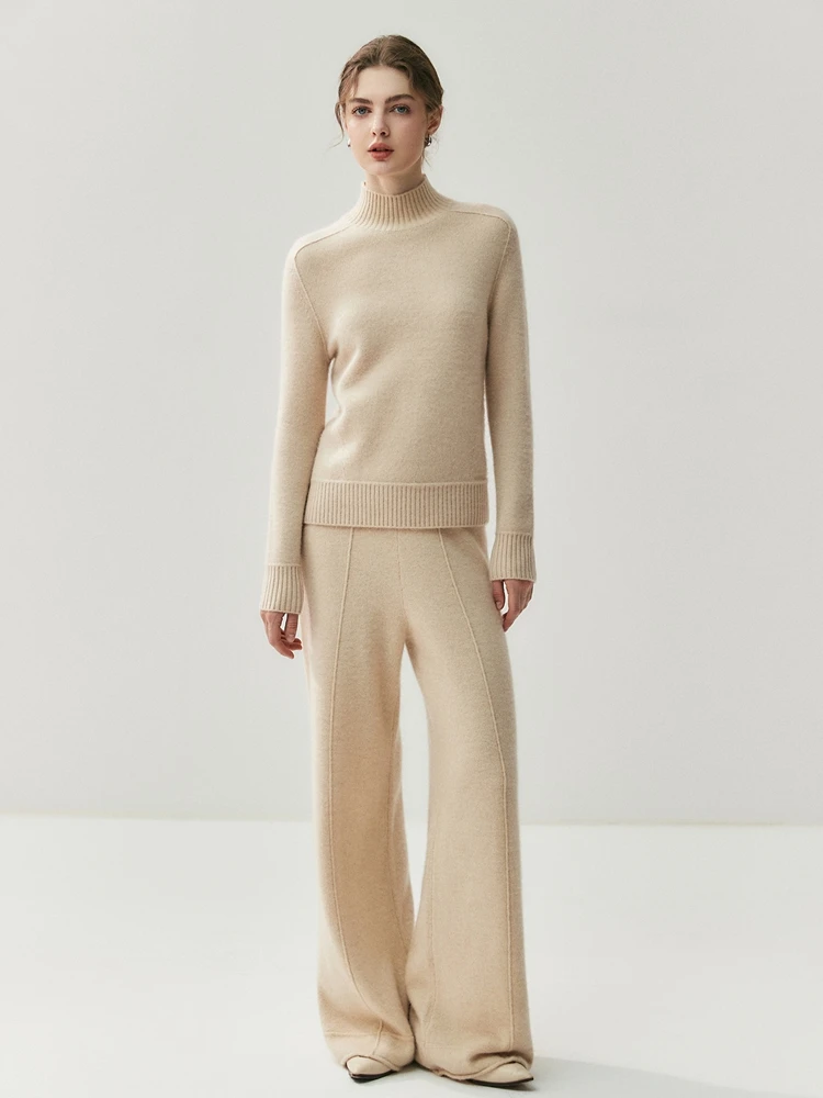 

Chic Simple Basics Style Thick Pullover Women's Grace Mock Neck Base Tops Autumn Winter Casual 100% Cashmere Knitted Sweater