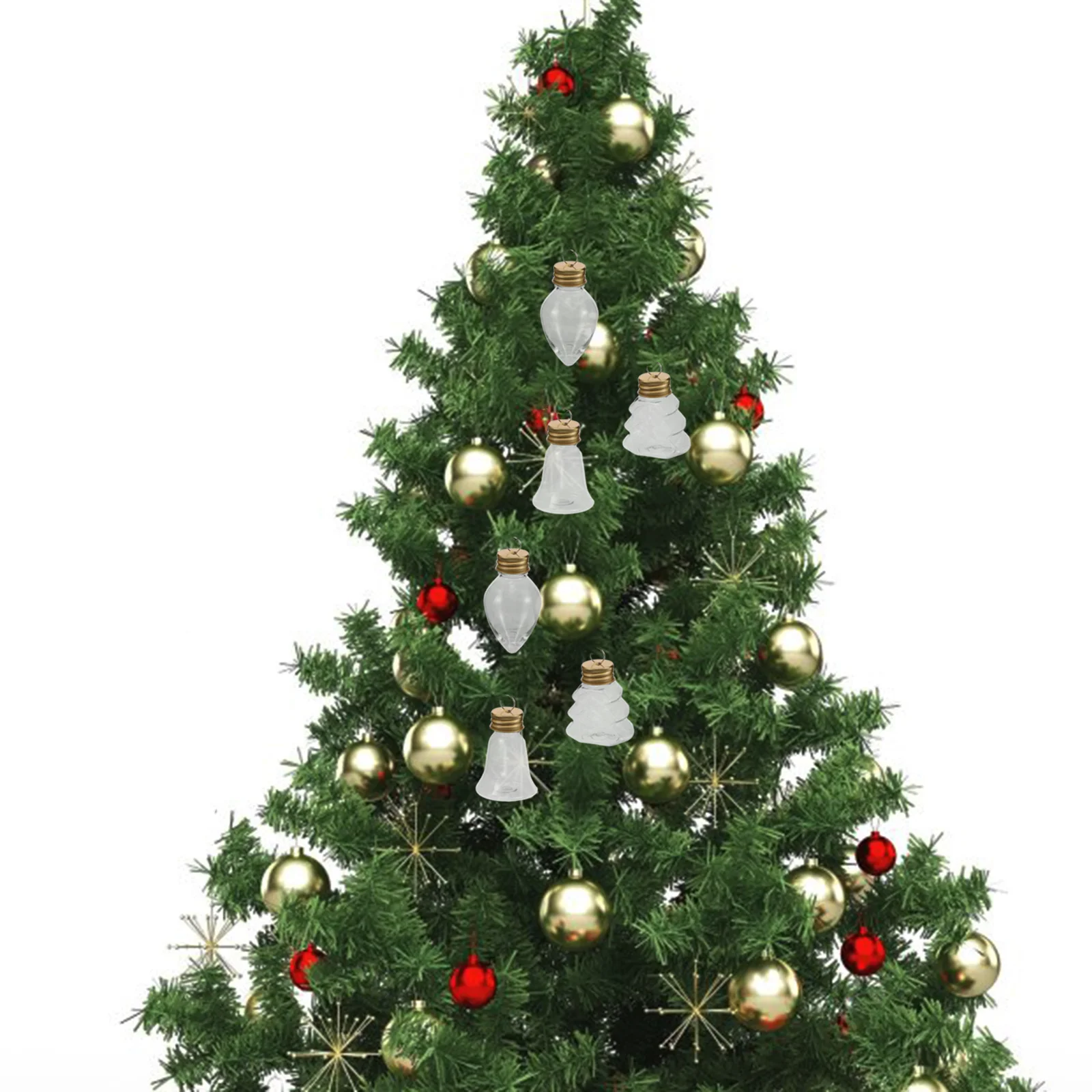 

24Pcs Christmas Plastic Ornament Bottles Clear Fillable Sand Art Bottles Decorative Bottle Jars Hanging Ornaments Holiday Candy