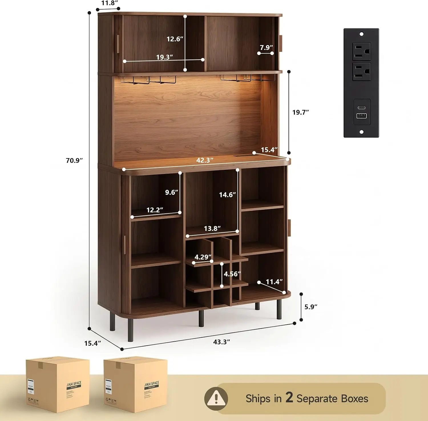 LED Power Outlet Bar Cabinet - 71