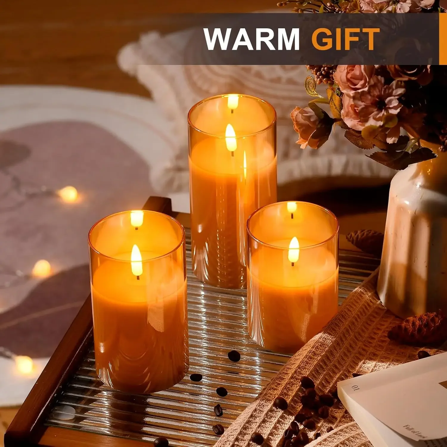 3pcs LED Candle Light Battery Operated Remote Control Flameless Unbreakable Candles For Home Party Bedroom Decoration Candles