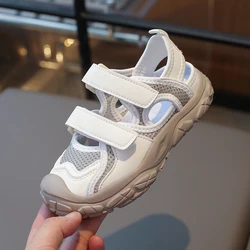 Childrens Sandals 4-15 Years Old Beige Boys Girls Sports Running Beach Shoes Silver Lightweight Non-slip Kids Baby Sandals Shoes