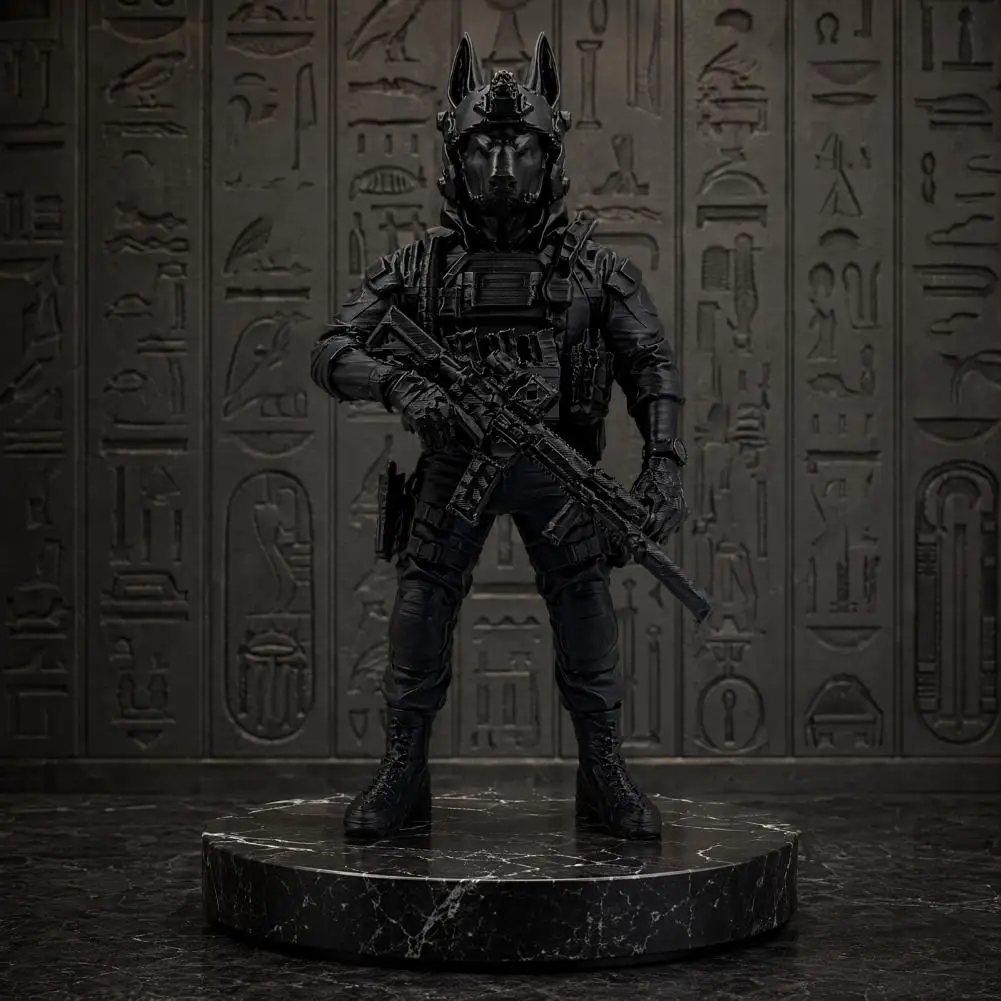 Matte Black Dog Figurine Sci-fi Dog Decor Anubis Dog Statue 3d Printed Egyptian Figurine Mythical Desk Decor Collectible for Men