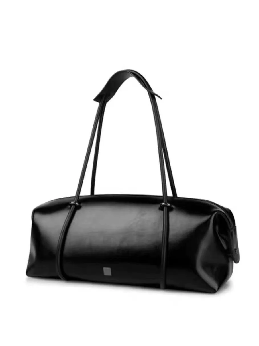 Bolso de Hombro Boston de Gran Capacidad, Bolso de Viaje para Fitness, Bolso Tipo Almohada de Cuero PU Suave, Bolso Casual pa...