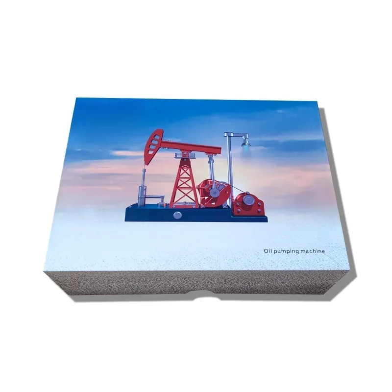 Oil Extraction Machine Model Toy Simulation Assembly Electric Pumping Unit Oil Field Kowtow Machine Full Metal Model Toys Gift