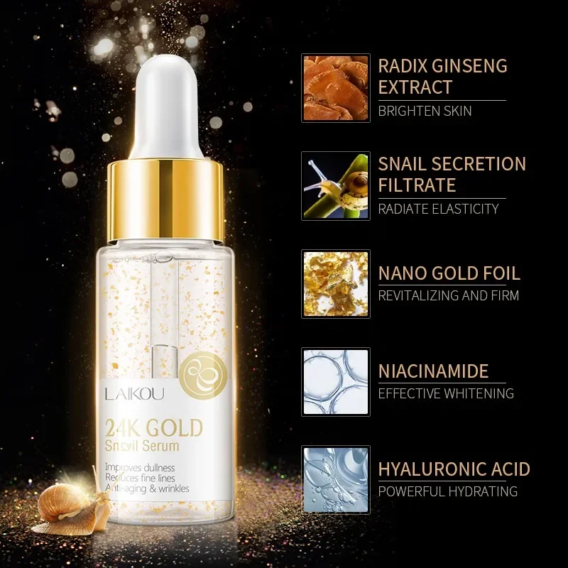 LAIKOU Makeup Base Moisturizing Essence 24k Gold Elixir Oil Control Professional Matte Serum Series Brand Foundation Primer 1pcs