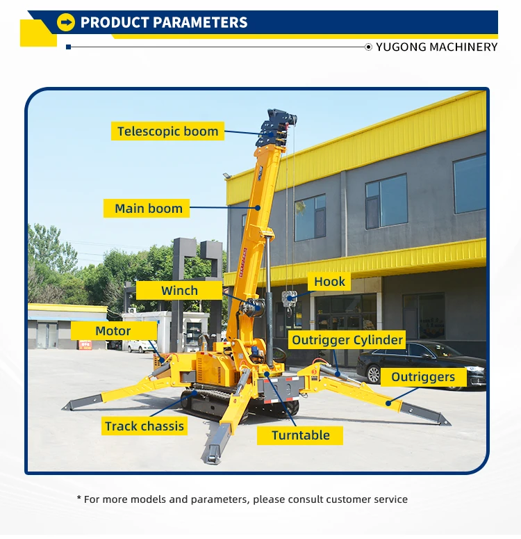 Efficient 3/5/6/8/12Ton Mini Crawler Spider Crane with Telescopic Boom and Wireless Remote Control for Outdoor Work