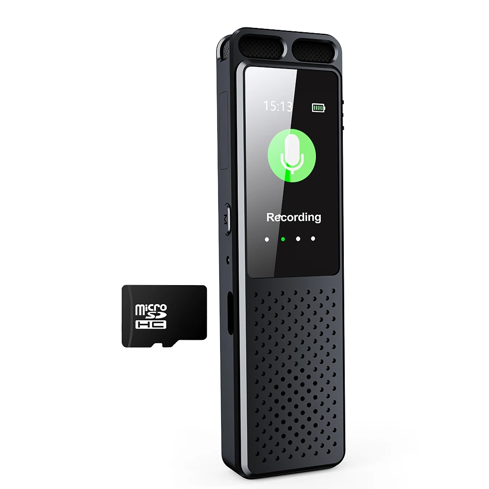 مسجل صوت رقمي Vandlion V99 مدمج بشريحة 16 جيجا وبطارية ضخمة 1050 مللي أمبير في الساعة وتسجيل صوتي 82 ساعة بسرعة 1536 كيلوبت في الثانية مع إيقاف تشغيل الوقت