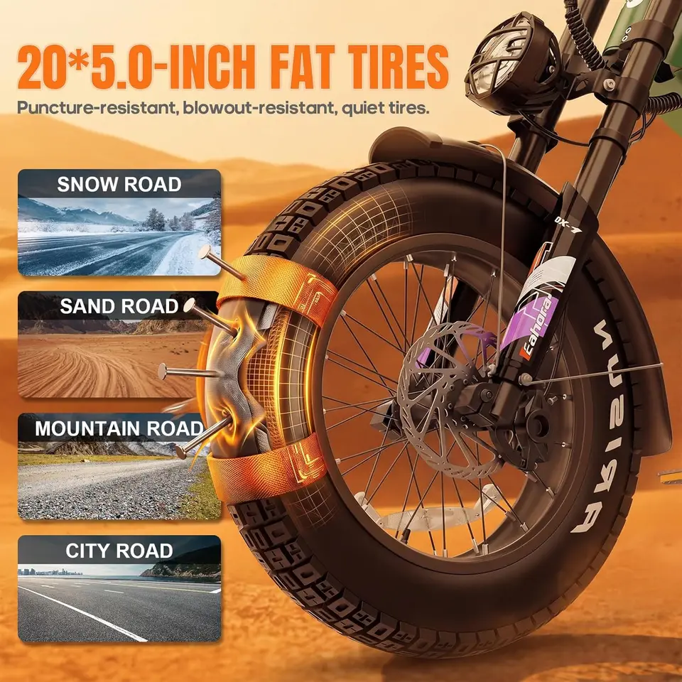 R60C 4000W Long Range Electric Bike for Adults, Fat Tire All Terrain Ebike with Full Suspension & Torque Sensor, Up to180 image 8