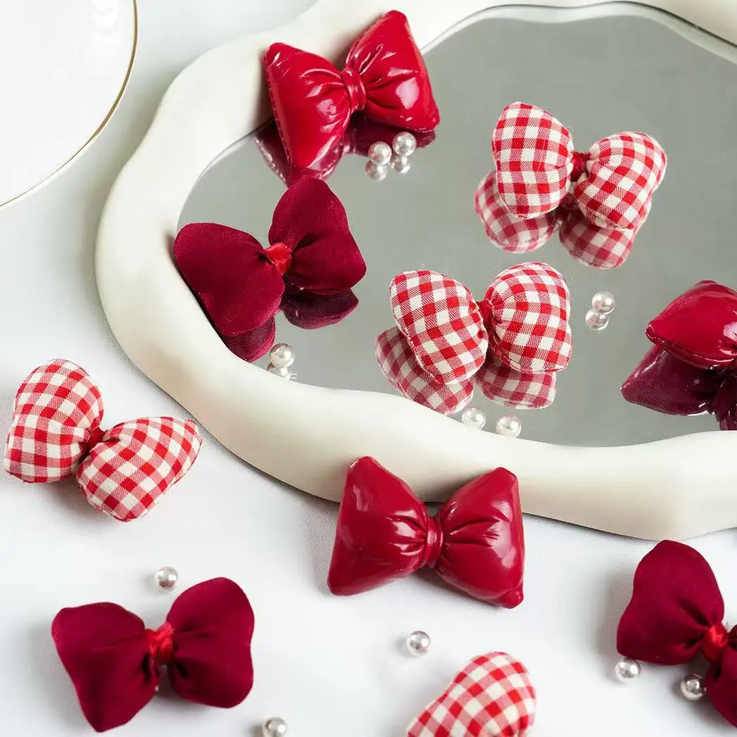 500 stuks groothandel handgemaakte stof geruite katoenen vlinderboog diy haaraccessoires hoofd bloem kleding cake kerstboom tas