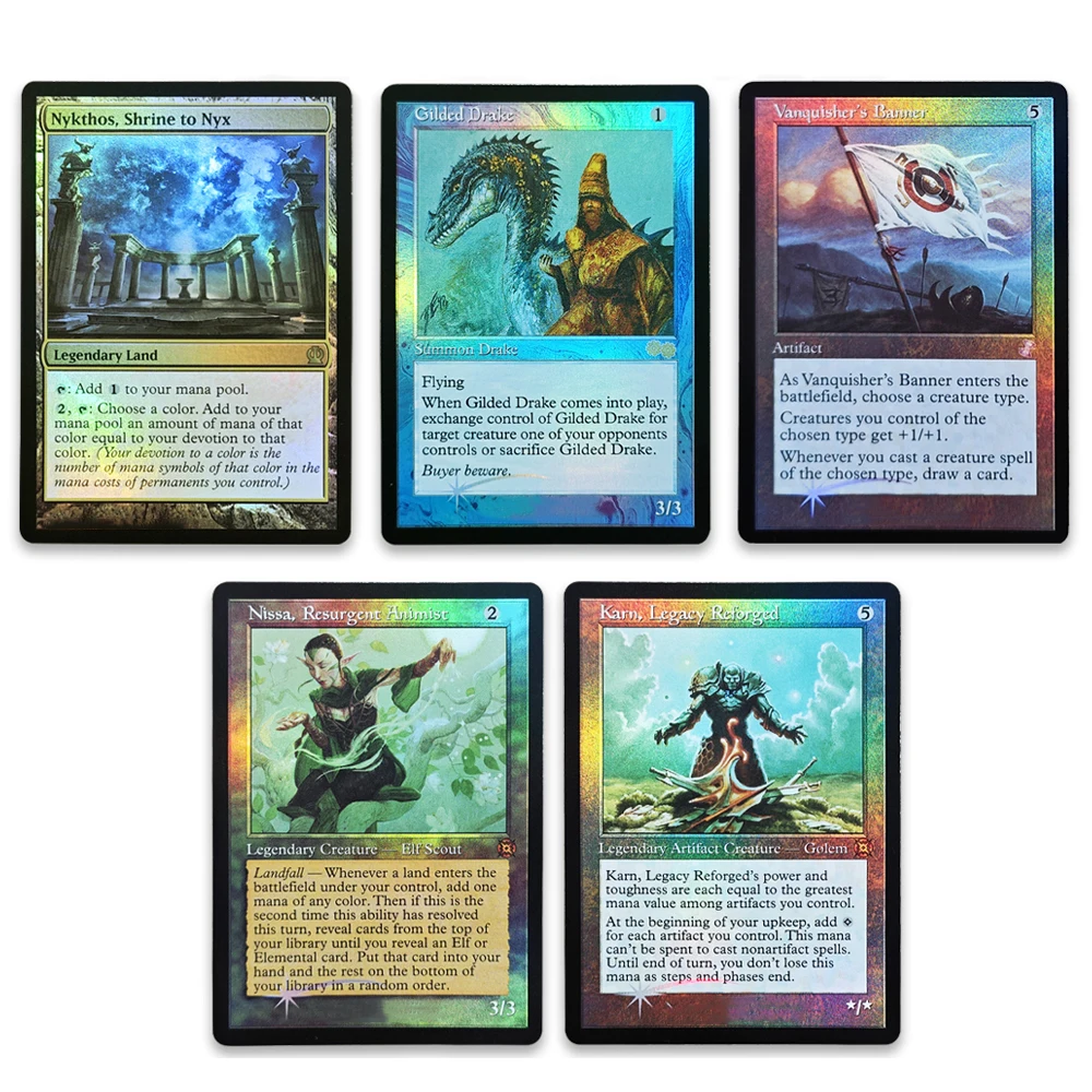Nykthos, Santuário de Nyx/Gilded Drake/Vanquisher's Banner/Nissa, Resurgent Animist/Karn, Legacy Reforged - Cartas de Jogo TCG em Folha Cintilante