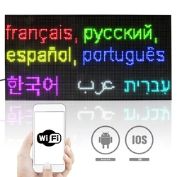 P3 LED Billboard Indoor RGB WiFi Programmable Scrolling Message Board Open LED Display for Advertising Text Time Date Display