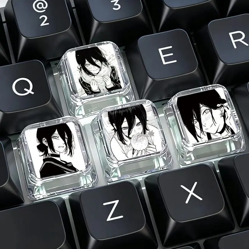 Chainsaw Man Cute Keycap Anime Peripheral Mechanical Keyboard Key Cap Resin Translucent Key Cap for DIY Keyboard Decor
