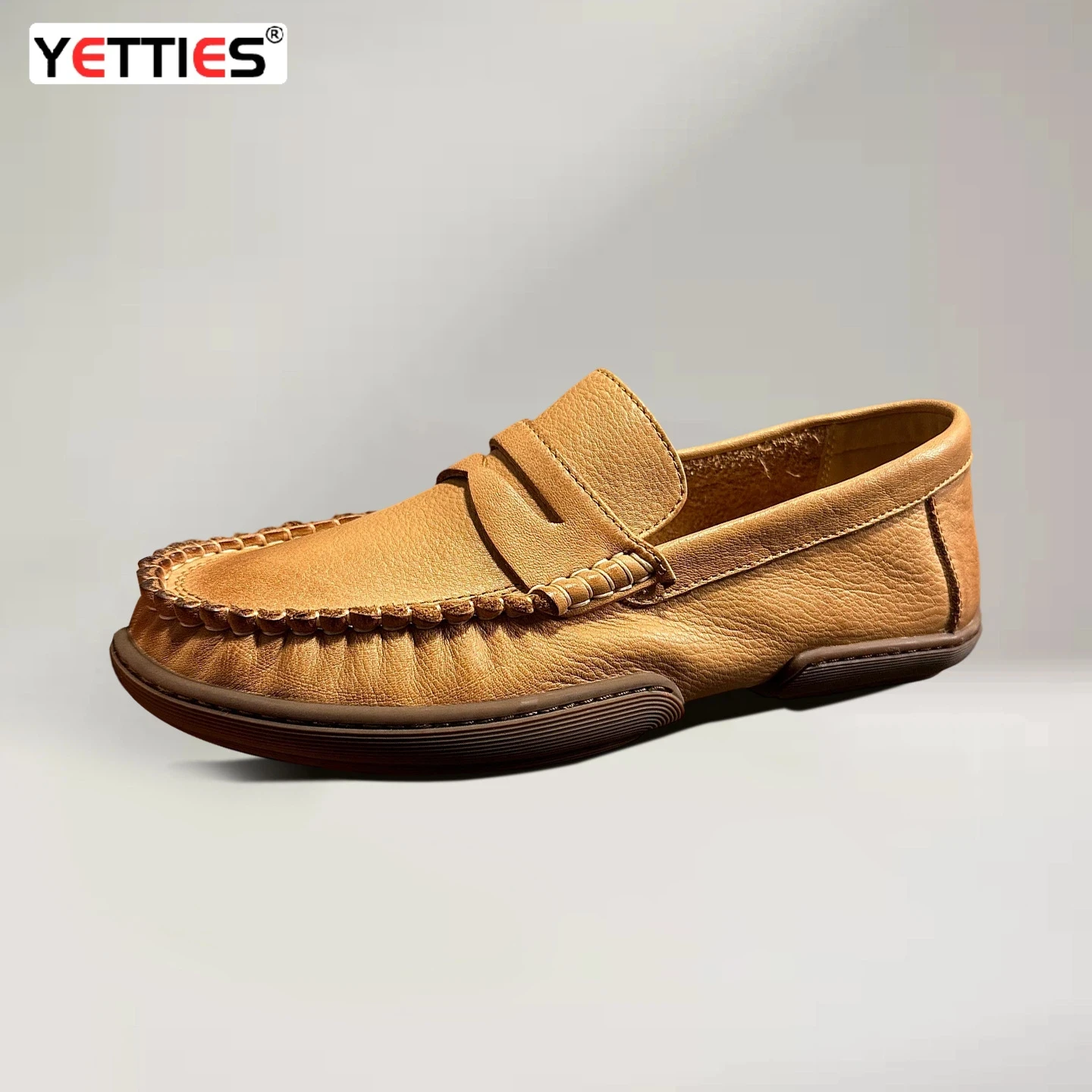 

YETTIES Men's 2026 New Top Grain Leather Driving Moccasins | Slip-On Casual Loafers | Premium Breathable Summer Comfort Shoes