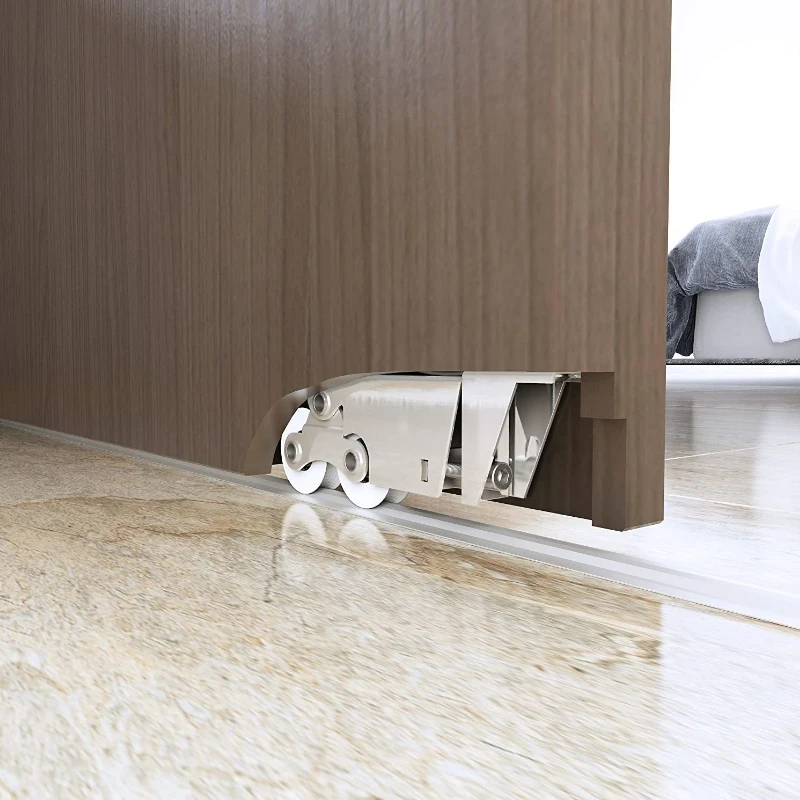 Imagem -03 - Escondido Deslizante Porta do Celeiro Hardware Track Kit Fechamento Suave Parede Interior Mount Track Trilha Rolling Grupo sem Porta 38