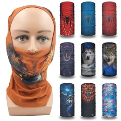 Tiger Wolf Animal Printing Head Bandana Headband Women Lion Spider Face Cover Cartoon Neck Gaiter Men Cycling Balaclava Hiking